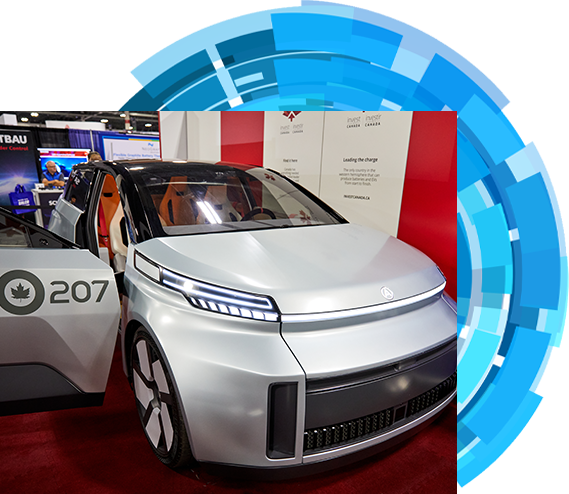 Electric car displying on expo hall